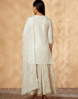 Embroidered Off-White Kurta Set