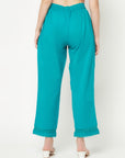 Turquoise Straight Cotton Pants