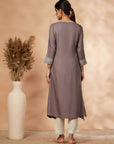 Solid Grey A-Line Kurta