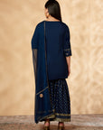 Printed Navy Blue Kurta Set
