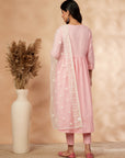 Light Pink Embroidered Gathered Kurta Set