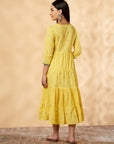 Yellow Printed Tiered Dress