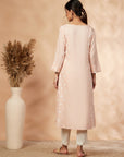 Beige Printed A-Line Kurta