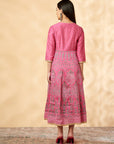 Pink Printed Kalidar Dress