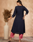Navy Blue A-Line Kurta