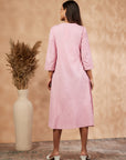 Pink Printed Rayon A-Line Kurta