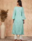 Sage Green Printed A-Line Kurta
