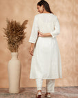 Embellished White Straight Kurta