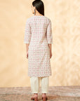 Off-White Straight Printed Kurta Set