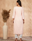Light Pink Printed Straight Kurta