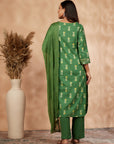 Green Printed Kurta Set