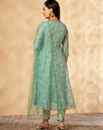 Mint Printed Kalidar Kurta Set