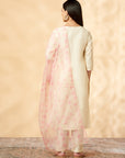 Floral Off-White Solid Straight Kurta Set