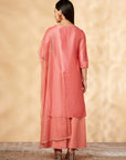 Solid Coral Kurta Set with Palazzo