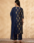 Navy Blue Printed Kurta Set