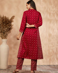 Red A-line Kurta Set