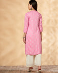 Printed Straight Pink Kurta