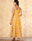 Floral Yellow Printed Tiered Dress