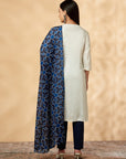 Off-White Embroidered Straight Kurta Set