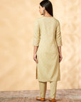 Beige Printed Kurta Set