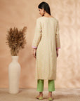 Beige Print Straight Kurta