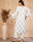 Off-White Floral Straight Kurta