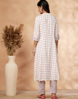 Off-White Print A-Line Kurta set