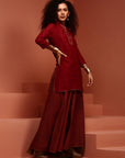 Maroon Brocade Kurta Set