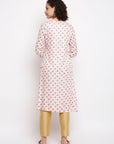 Off-white Printed Straight Kurta