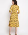 Printed Straight Musturd Dress