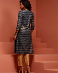 Navy Straight Printed Kurta