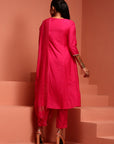 Fuchsia Chanderi Jaquard A-Line Kurta