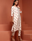 Off-white Printed A-line Kurta Set