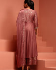 Pink Gathered Kurta Palazzo Set with Dupatta