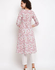 Block Pink Floral Kurta