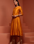 Mustard Solid Chanderi Anarkali Set