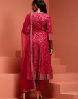 Fuchsia Kalidar Printed Kurta Set