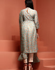 Mint Printed Muslin Gathered Kurta Set