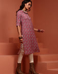 Pink Straight Printed Kurta