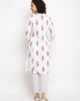 Block Floral Off-White Kurta Set
