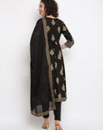 Black Brocade Kurta Set