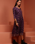 Violet Printed Gathered Kurta
