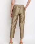Copper Brown Straight Cotton Trousers