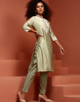 Sage Green Chikankari Kurta Set