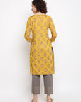 Printed Yellow Musturd Kurta