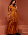 Mustard A Line Kurta Palazzo Set