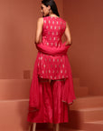 Fuchsia Chanderi Jaquard A-line Kurta Set