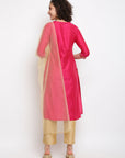 Fuchsia Embroidered Kurta Set