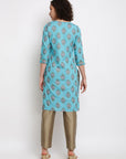 Printed Sage Green Straight Kurta