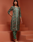 Mint Printed A-line Kurta Set